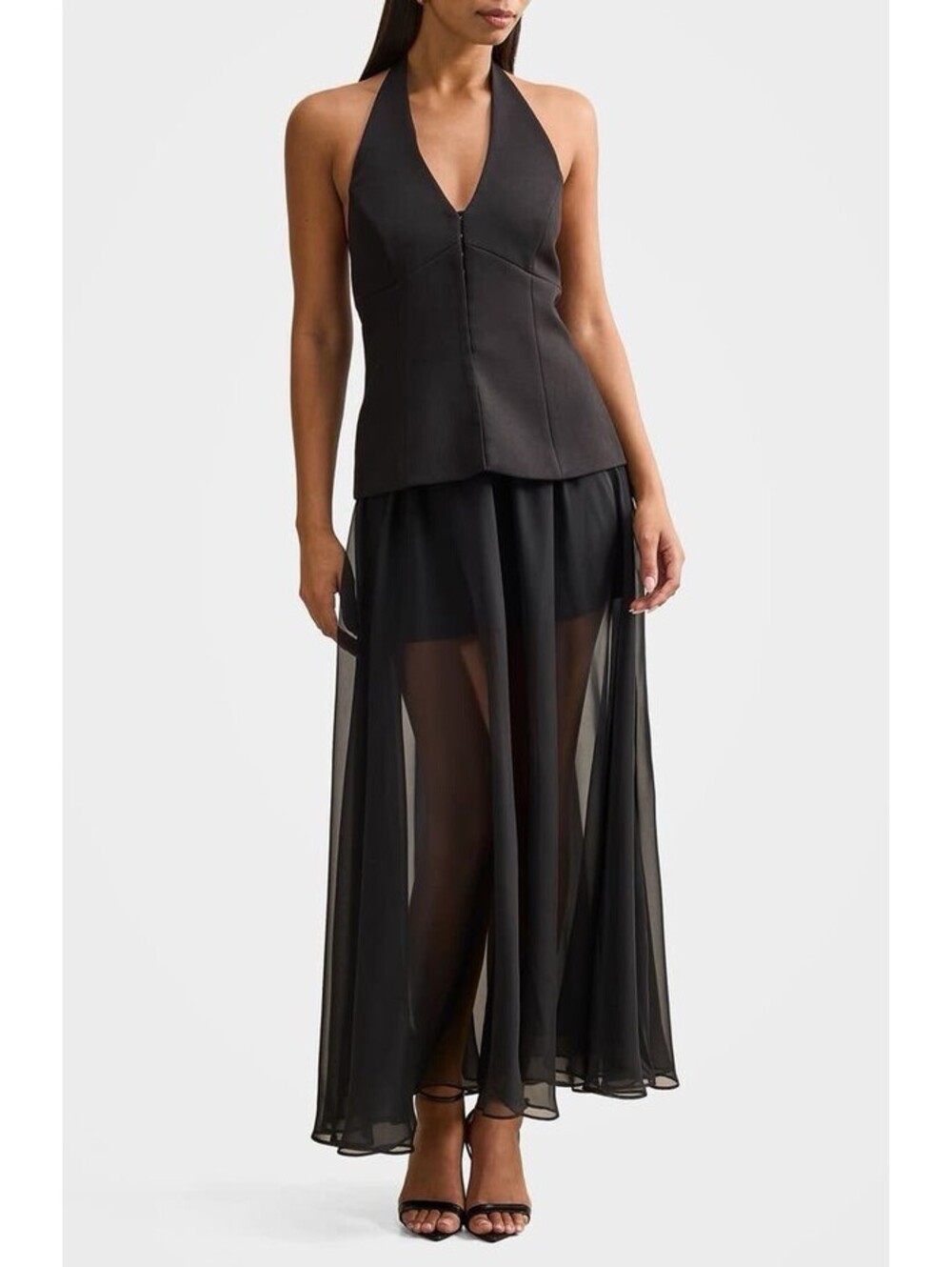 New Ever New Martine Halter Maxi Dress In Black Size 4 $199